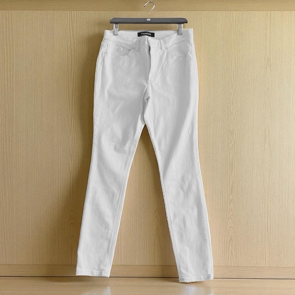EXPRESS Stretch Plus Denim Perfect White High Rise Skinny Jeans 12R NEW (NWOT) - Picture 3 of 8